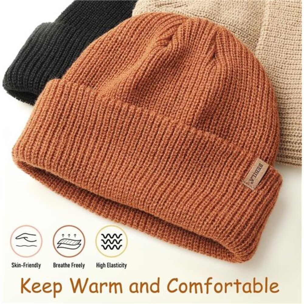 3 Pack Kids Beanie Winter Hats Knit Warm Caps - Picture 2 of 5